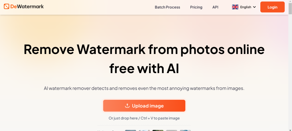 Tampilan halaman utama Dewatermark.ai