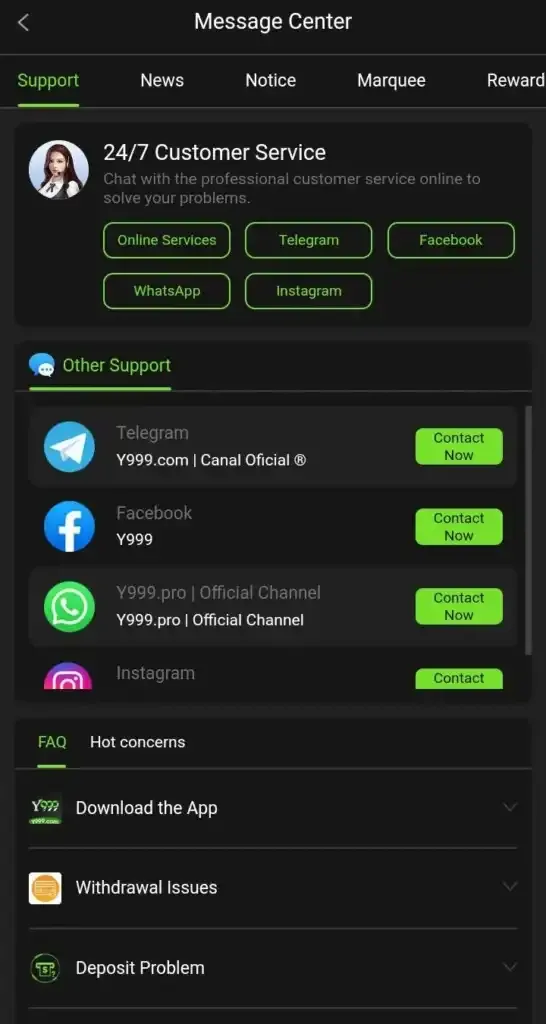 Screenshot Y999 APK