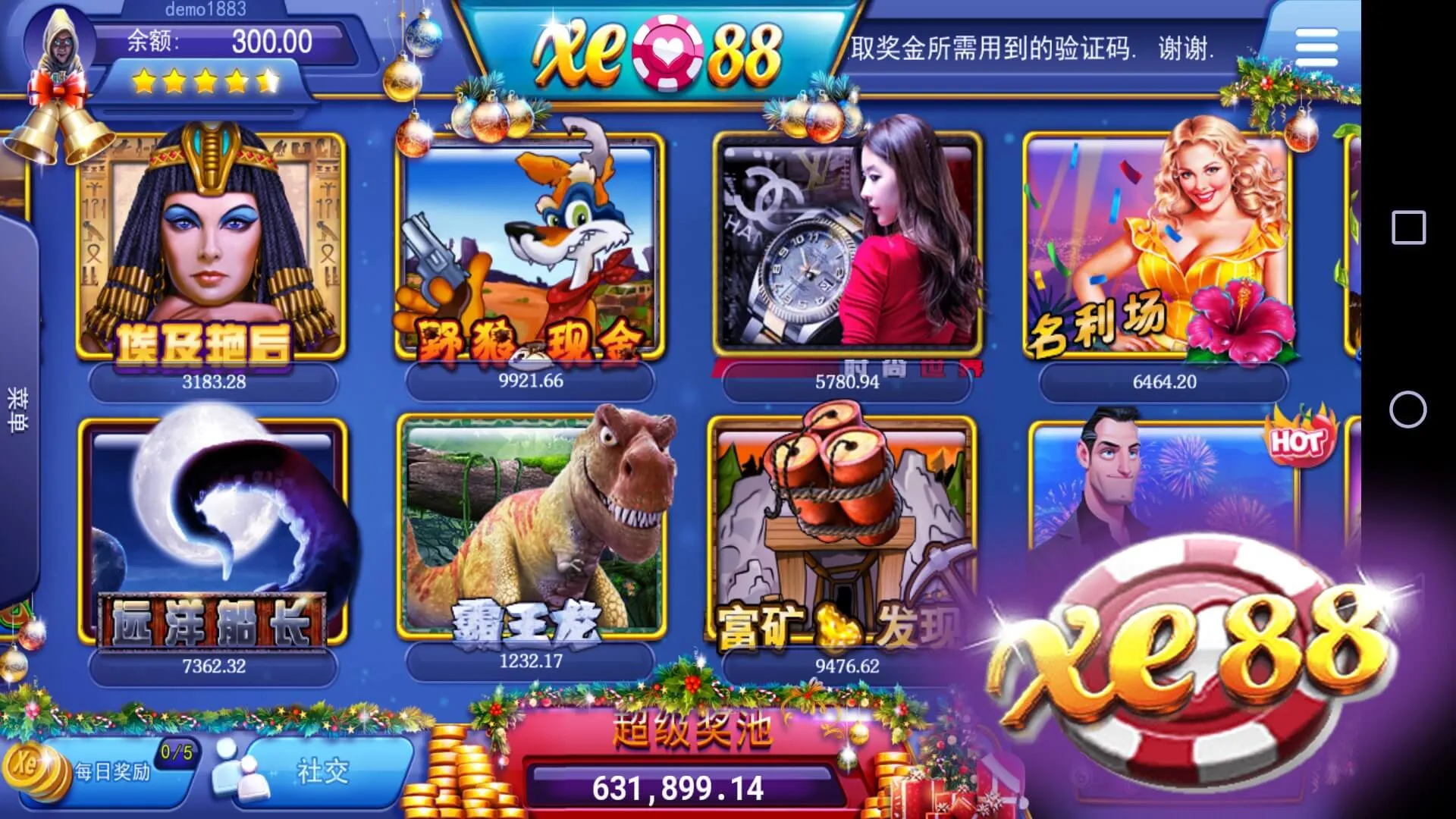 Screenshot Xe88 APK – Game Kasino Mobile untuk Android