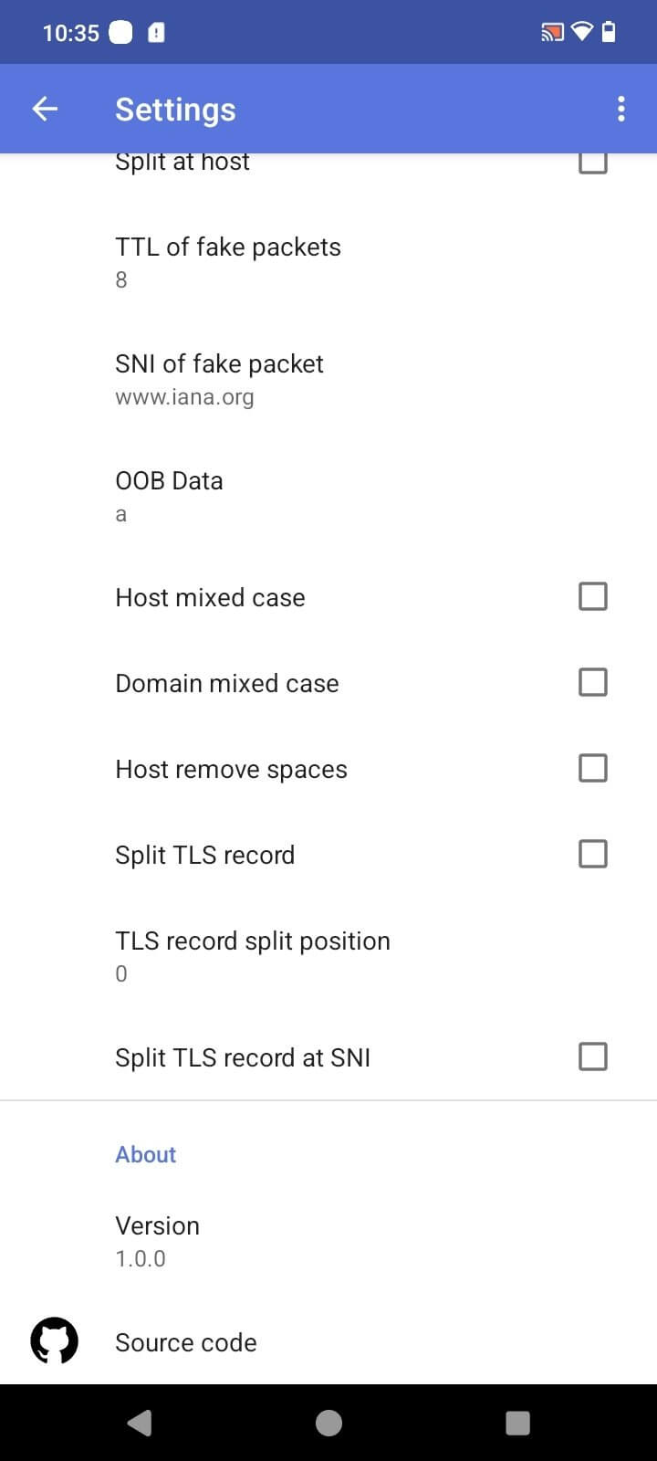 Screenshot Byedpi APK v1.2.0