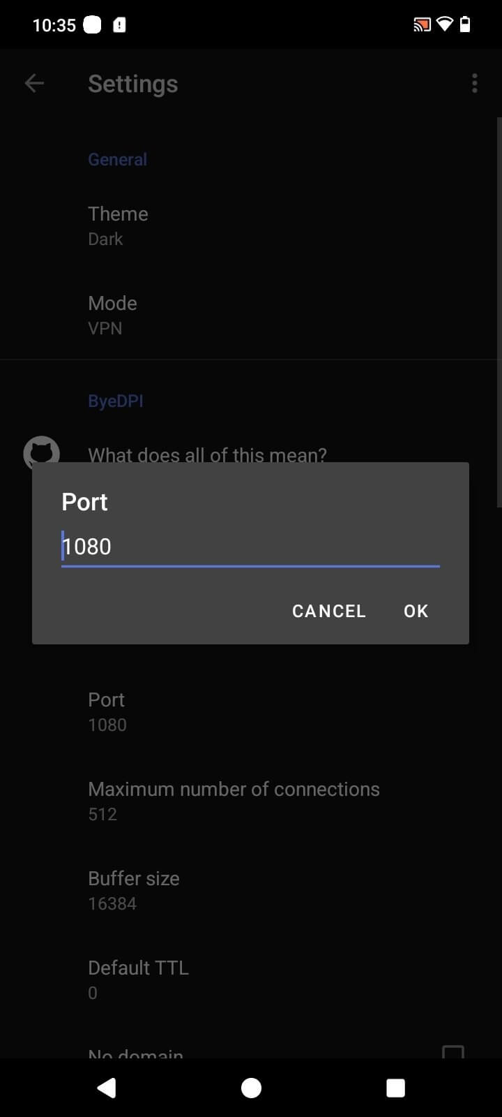 Screenshot Byedpi APK v1.2.0