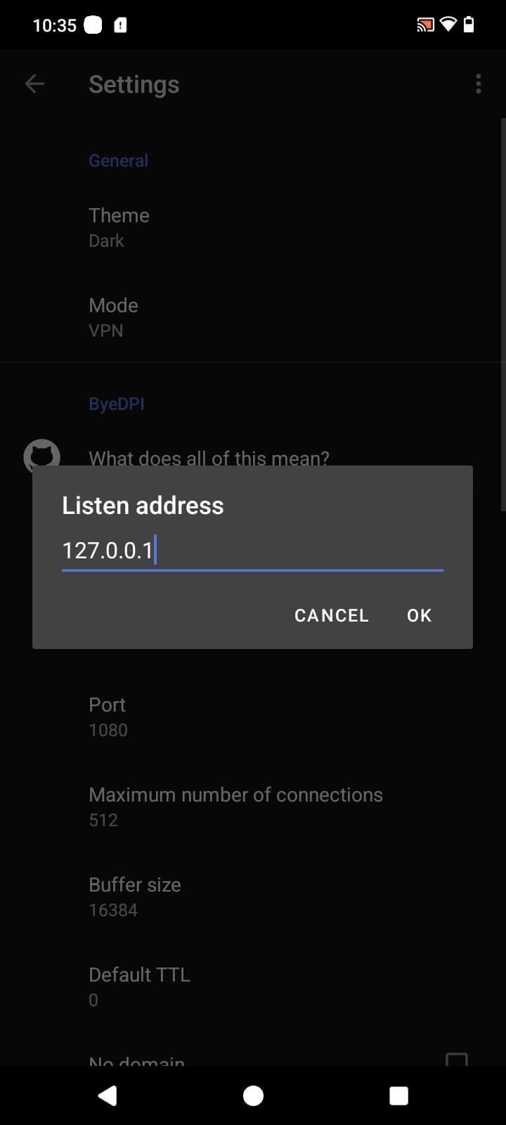 Screenshot Byedpi APK v1.2.0