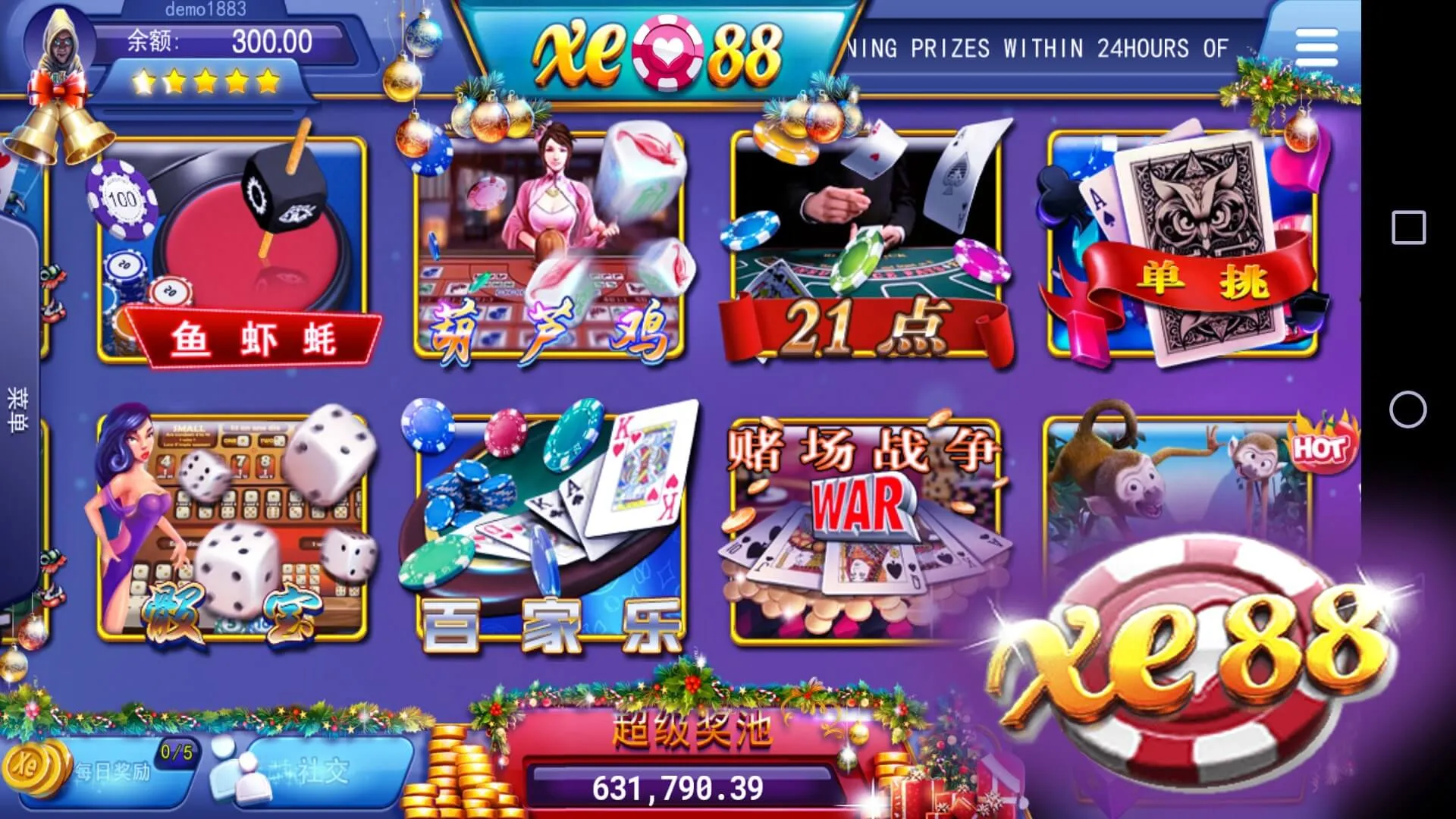 Screenshot Xe88 APK – Game Kasino Mobile untuk Android