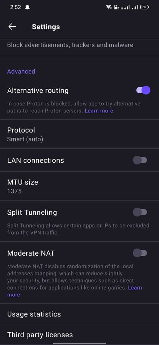 Screenshot ProtonVPN APK
