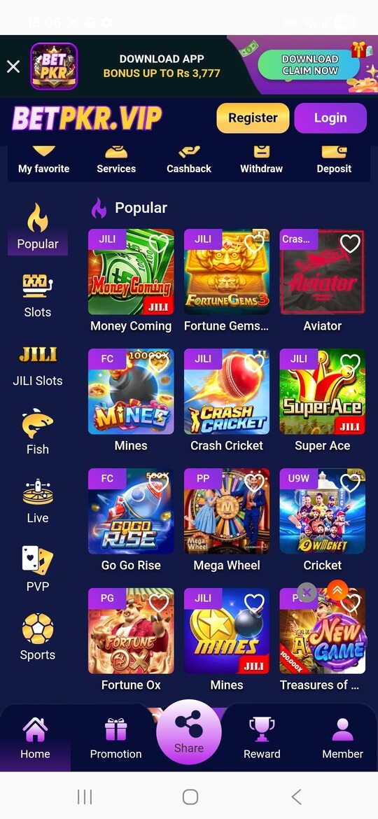 Screenshot BETPKR APK v2.4.52